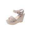 Women's Wedge Sandals with Soft Velvet-Like Finish 97605519C