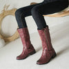 Women's Buckle Strap Side Zipper Block Heel Knee-High Boots 35927786C