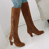 Women's Knee-High Boots with Inner Side Zipper and Chunky Heel 75181867C