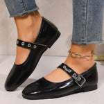 Women's Retro Belt Buckle Flat Shoes 91938190C