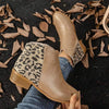 Women's Leopard Print Panel Fashion Ankle Boots 09702040C