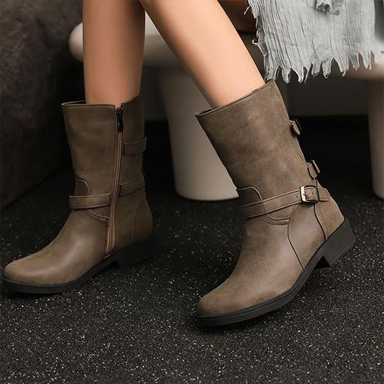 Women's Casual Buckle Flat Ankle Boots 28835101S