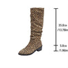 Women's Leopard Print Pointed Toe Pleated Boots 67996002C