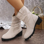 Women's Suede Chunky Heel Slouch Boots 37056993C