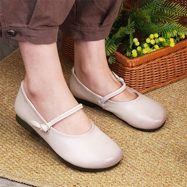 Women's Vintage Style Shallow Flat Shoes 48319285C