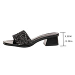 Women's Rhinestone Embellished Chunky Heel Flat Sandals 00028529C