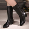 Women's Round Toe Chunky Heel Mid-Calf Boots 50720819C