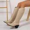 Women's Fashion Hollow Chunky Heel Knee-High Boots 25997127S