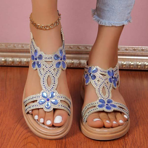 Women's Flat Floral Rhinestone Sandals 28348156C