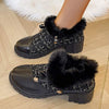 Women's Chunky Heel Side-Zip Faux Fur Cuff Boots 43578611C