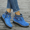 Women's Casual Ethnic Side Zipper Tassel Wedge Short Boots 32252938S
