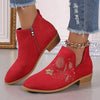 Women's Pointed Toe Embroidered Ankle Boots 92868808C