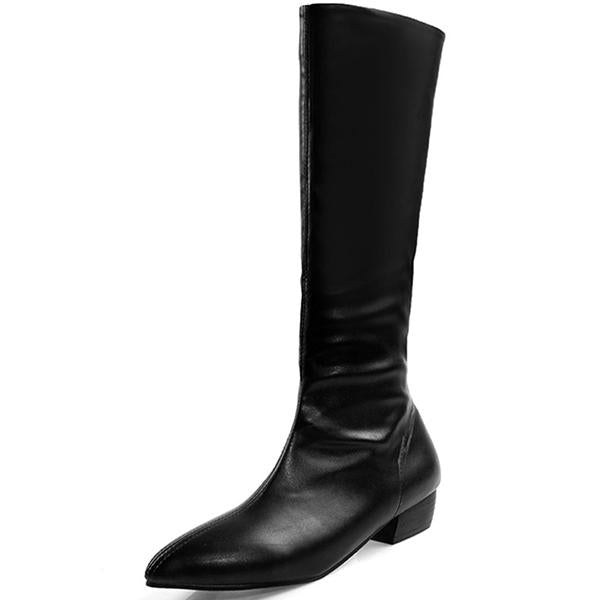 Women's Casual Pointed Toe Flat Knee-High Boots 99003573S