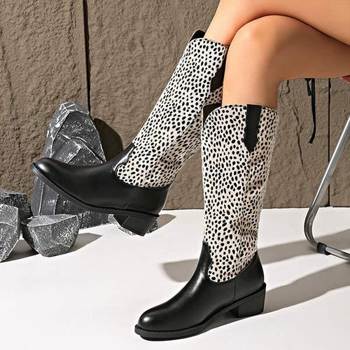 Women's Platform Leopard Print Mid-Calf Boots 55883958C