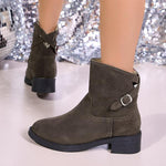 Women's Casual Buckle Mid Heel Ankle Boots 76252526S