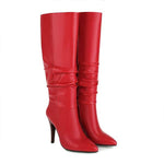 Women's Pointed Toe Ruched Knee-High Boots 80757483C