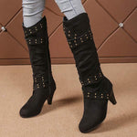 Women's High-Cut Vintage Western Studded Cowboy Boots 18078205C