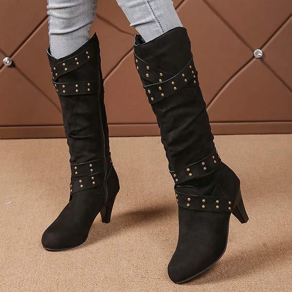 Women's High-Cut Vintage Western Studded Cowboy Boots 18078205C