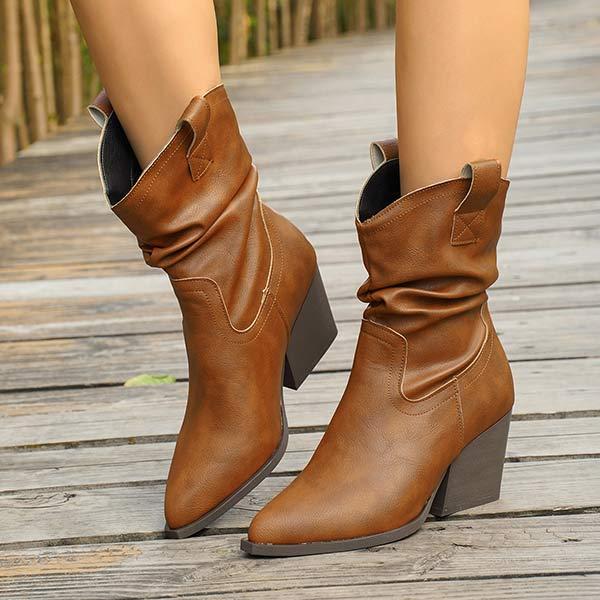 Women's Pointed Toe Retro Fashion Rider Boots 19746492C