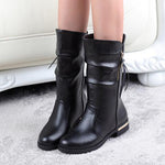 Women's Casual Zipper Decorated Flat Mid-calf Boots 18948334S