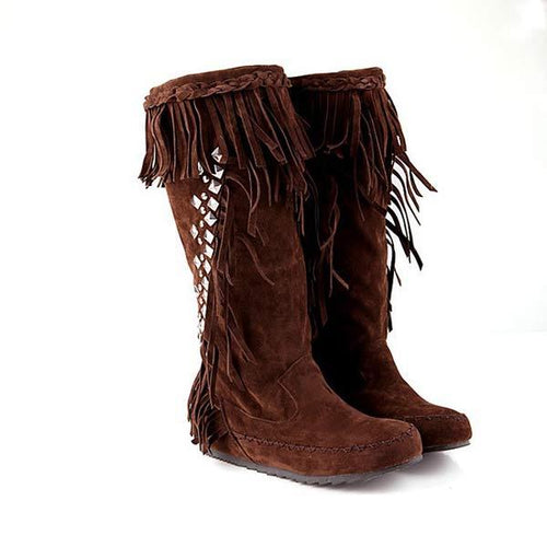 Women's Vintage Tassel Knee-High Boots 78225513C