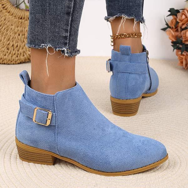 Women's Suede Belt Buckle Ankle Boots 45010784C