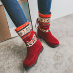 Women's Ethnic Christmas Printed Flat Mid-calf Boots 99381923S