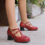Women's Retro T-Buckle Brogue Oxford Shoes 05771314S