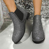 Women's Rhinestone Round Toe Flat Chelsea Boots 48350527C