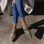 Women's Fashion Buckle Pointed Toe Chunky Heels 41670046C