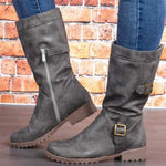 Women's Square Heel Low to Mid-Calf Casual Boots with Side Zipper 18716292C