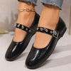 Women's Retro Belt Buckle Flat Shoes 91938190C