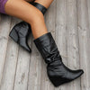 Women's Casual Daily Wedge Round Toe Mid-calf Boots 03097855S