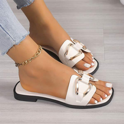 Women's Flat Sandals with Metal Embellishments 49196337C