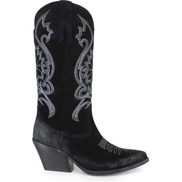 Women's Retro Pointed Toe Chunky Heel Embroidery Totem Western Cowboy Boots 46779429C