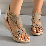 Women's Casual Roman Rhinestone Wedge Sandals 68778590S
