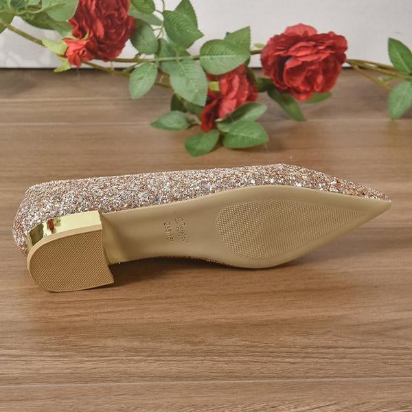 Women’s Fashionable Elegant Sequined Pointed Pumps 62050563S