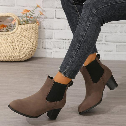 Women's Retro Chunky Heel Ankle Boots Chelsea Boots 22452470S