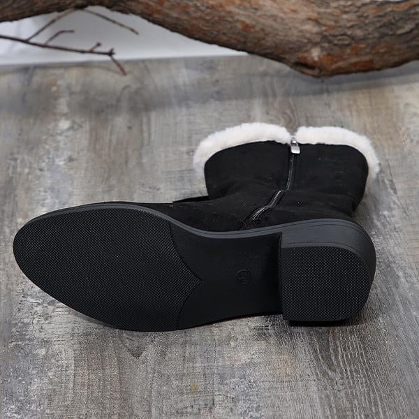 Women's Casual Tassel Mid-calf Black Cotton Boots 43193901S