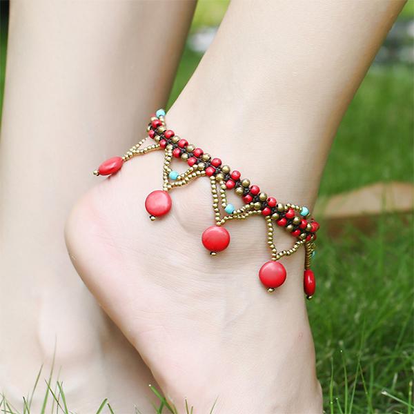 Bohemian Turquoise Beaded Beach Anklet 99366764S
