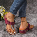 Women's Retro Floral Rhinestone Wedge Flip Flops 81200803S