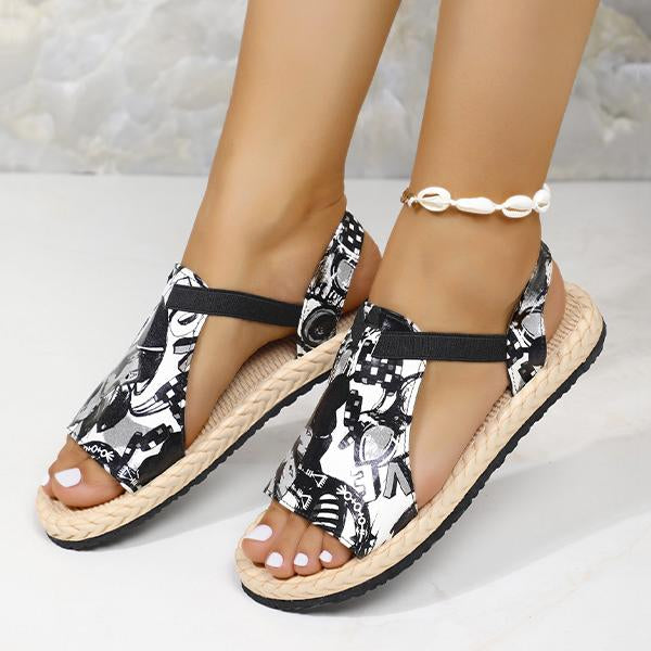 Women's Flower Soft-Soled Ethnic Style Flat Sandals 96814569S