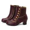 Women's Vintage Wood Grain Chunky Heeled Ankle Boots 20313121C