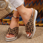 Women's Casual Leopard Wedge Slippers 31660366S