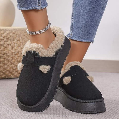 Women's Platform Fuzzy Strap Warm Slippers 43191304C