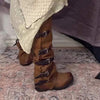 Women's Ruched Riding Boots with Belt Buckle 79128281C