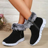 Women's Fleece-Lined Snow Boots with Fur Collar 02151447C