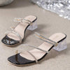 Women's Rhinestone Dual-Strap Crystal Chunky Heel Sandal 45281967C