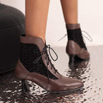 Women's Mid Heel Lace Martin Boots 31693419C