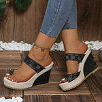 Women's Peep Toe High Heel Platform Wedge Sandals 24715549C